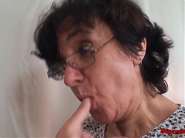 Old hairy granny rides small dick and teaches young girl