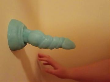 BBW Encouraged to Deep Throat Dragon Dildo